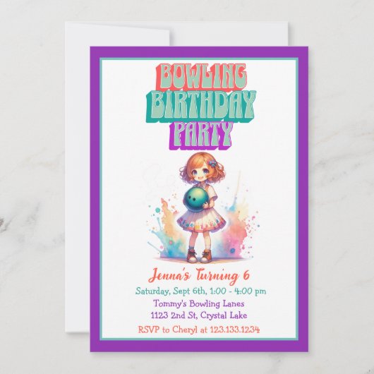 Invitation de la fête de Bowling (Devant)