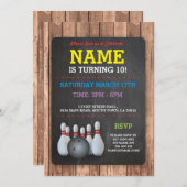 Invitation de la fête de bowling Tenpin Boys (Devant / Derrière)