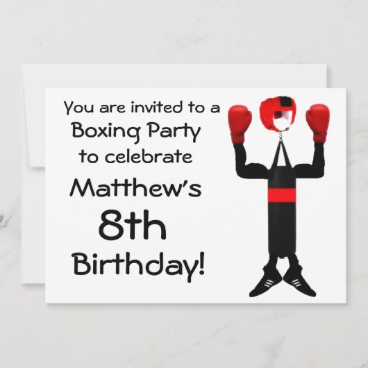 Invitation de la fête de boxe d'anniversaire (Devant)