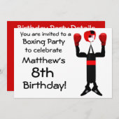 Invitation de la fête de boxe d'anniversaire (Devant / Derrière)