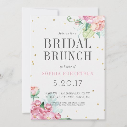 Invitation de la fête de brunch nuptiale (Devant)