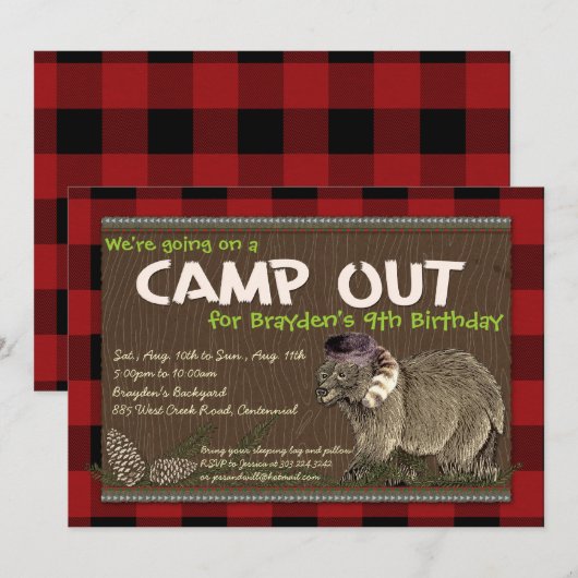 Invitation de la fête de camping (Devant / Derrière)