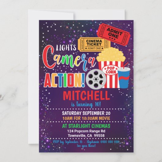 Invitation de la fête de cinéma (Devant)