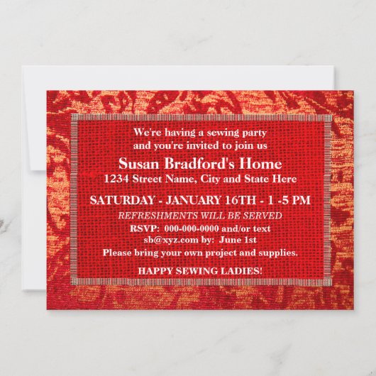 INVITATION DE LA FÊTE DE COUVERTURE/REQUÊTE - TISS (Dos)