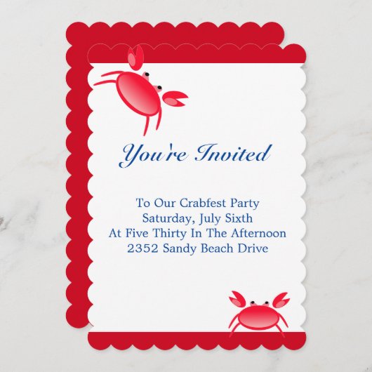 Invitation de la fête de crabfest (Devant / Derrière)