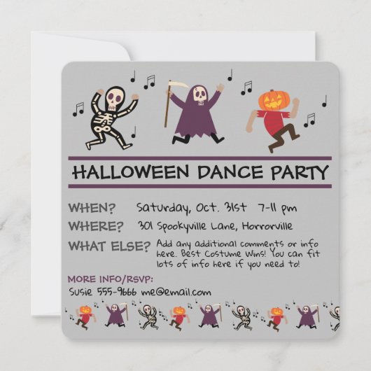 Invitation de la fête de danse d'Halloween (Devant)