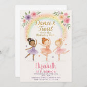 Invitation de la fête de danse rose pour filles (Devant / Derrière)