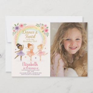 Invitation de la fête de danse rose pour filles