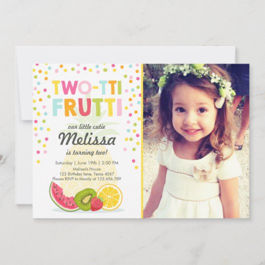 Invitation de la fête de deux tti frutti Tutti fru (Devant)