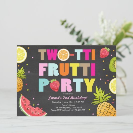 Invitation de la fête de deux tti frutti Tutti fru (Debout devant)