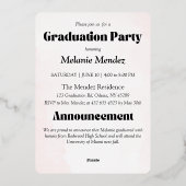 Invitation de la fête de Faire-part et de graduati (Verso)