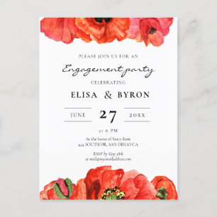 Invitation de la fête de fiançailles d'aquarelle d