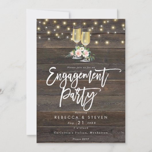 invitation de la fête de fiançailles de bois rusti (Devant)