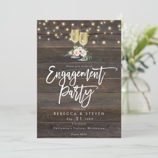 invitation de la fête de fiançailles de bois rusti (Debout devant)