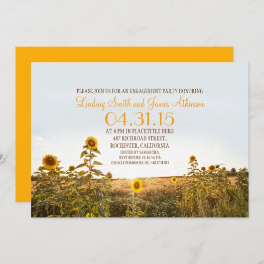 Invitation de la fête de fiançailles rustique du p (Devant / Derrière)