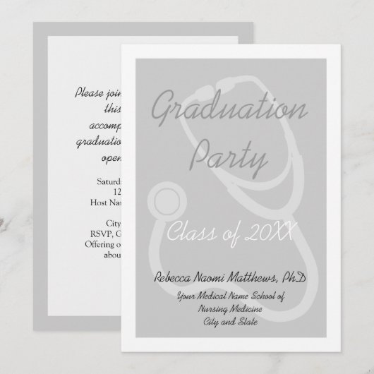 Invitation de la fête de fin d'études Médicale (Devant / Derrière)