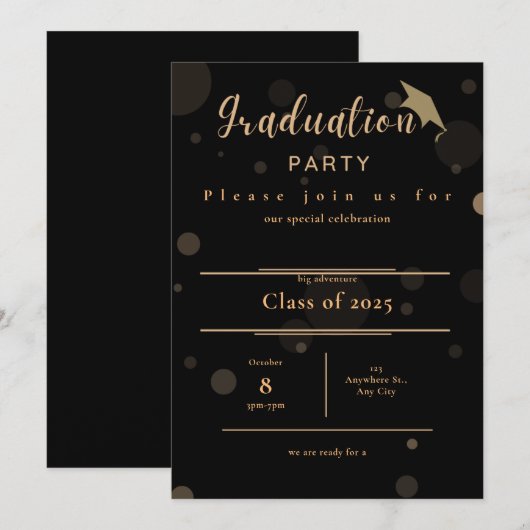 Invitation de la fête de graduation (Devant / Derrière)