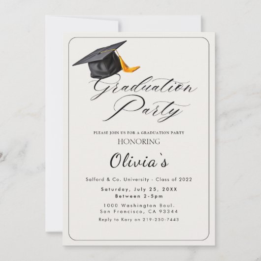Invitation de la fête de graduation (Devant)