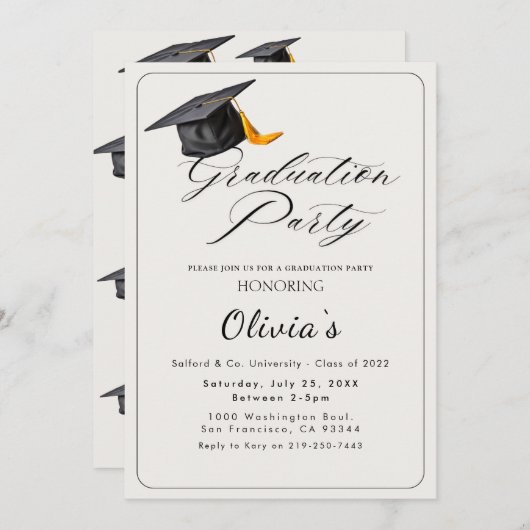 Invitation de la fête de graduation (Devant / Derrière)
