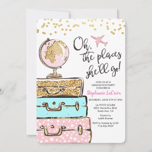 Invitation de la fête de graduation à thème de voy (Devant)