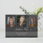 Invitation de la fête de graduation Black and Grey (Debout devant)