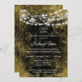 Invitation de la fête de graduation Black Gold Lig (Devant / Derrière)