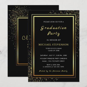 Invitation de la fête de graduation - Black Gold m