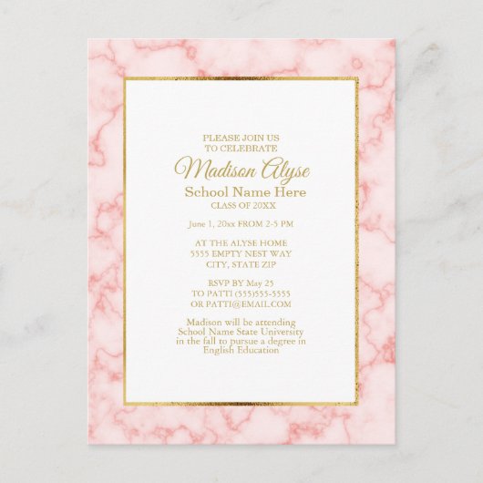 Invitation de la fête de graduation blanche en mar (Devant)