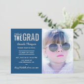 Invitation de la fête de graduation bleu et argent (Debout devant)