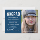 Invitation de la fête de graduation bleu et blanc (Devant)