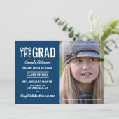 Invitation de la fête de graduation bleu et blanc (Debout devant)