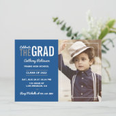 Invitation de la fête de graduation bleu et gris (Debout devant)