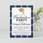 Invitation de la fête de graduation bleu moderne (Debout devant)