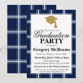 Invitation de la fête de graduation bleu moderne (Devant / Derrière)