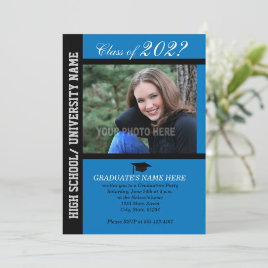 Invitation de la fête de graduation-Blue-2 (Debout devant)