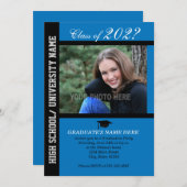 Invitation de la fête de graduation-Blue-2 (Devant / Derrière)