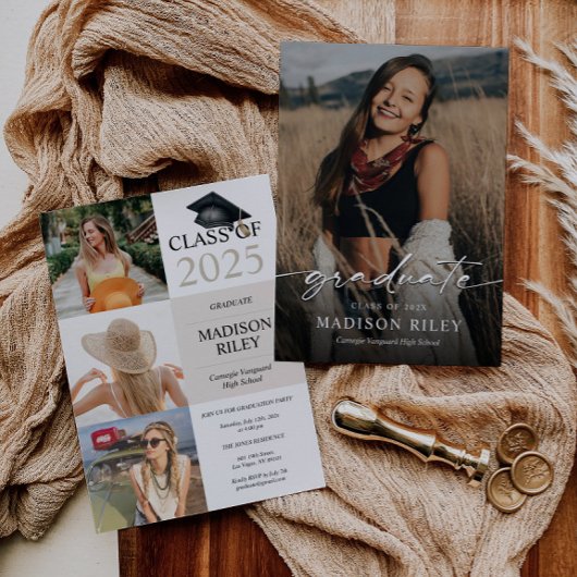 Invitation de la fête de graduation Boho avec phot