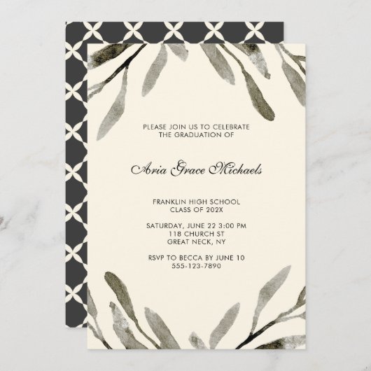 Invitation de la fête de graduation botanique (Devant / Derrière)