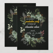 Invitation de la fête de graduation botanique élég (Devant / Derrière)