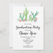 Invitation de la fête de graduation Cactus Aquarel (Devant)