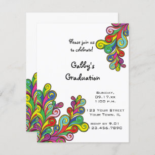Invitation de la fête de graduation Color Waves