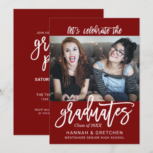 Invitation de la fête de graduation combinée (Devant / Derrière)