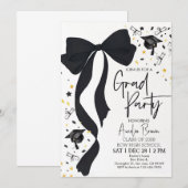 Invitation de la fête de graduation Coquette Black (Devant / Derrière)