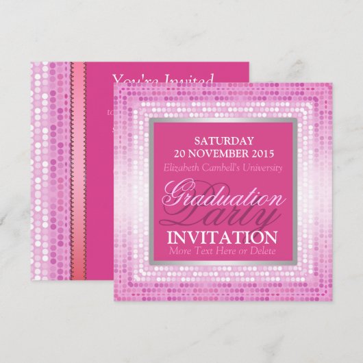 Invitation de la fête de graduation de beauté rose (Devant / Derrière)
