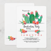 Invitation de la fête de graduation de Cactus en f (Devant / Derrière)