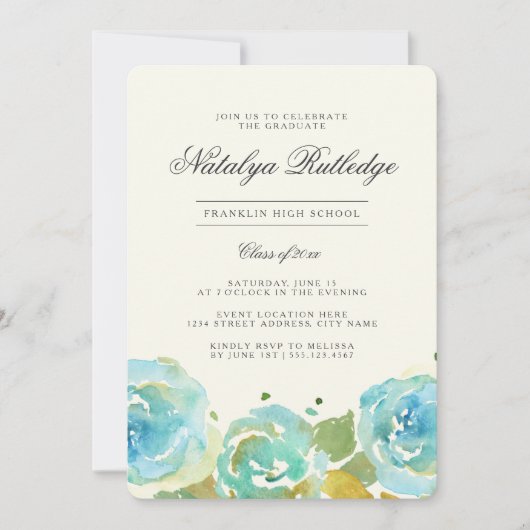 Invitation de la fête de graduation de Florals Lav (Devant)