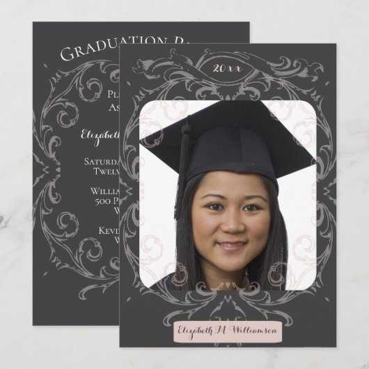 Invitation de la fête de graduation de la photogra (Devant / Derrière)