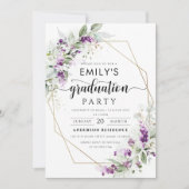 Invitation de la fête de graduation de lavande (Devant)