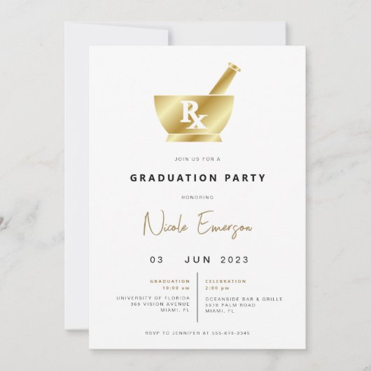Invitation de la Fête de Graduation de l'École de  (Devant)