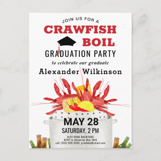 Invitation de la fête de graduation de l'écrevisse (Devant)